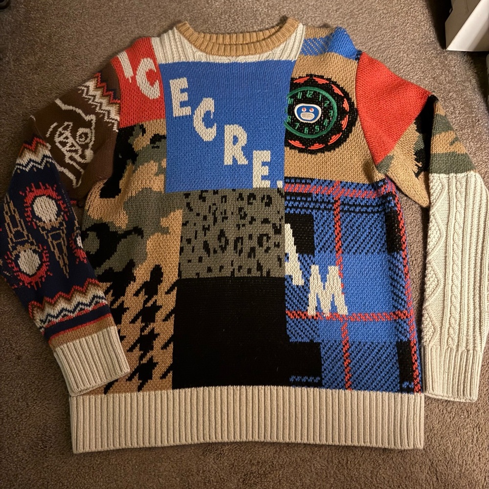 Billionaire Boys Club Multicolor Patchwork Crewneck Sweater